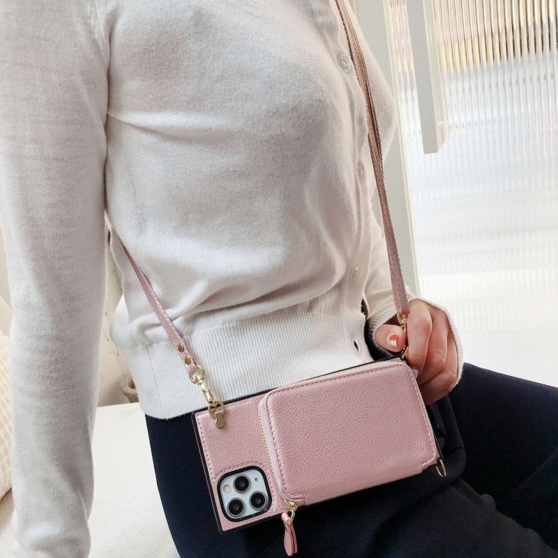 Zippered Multifunctional Crossbody Phone Leather Case